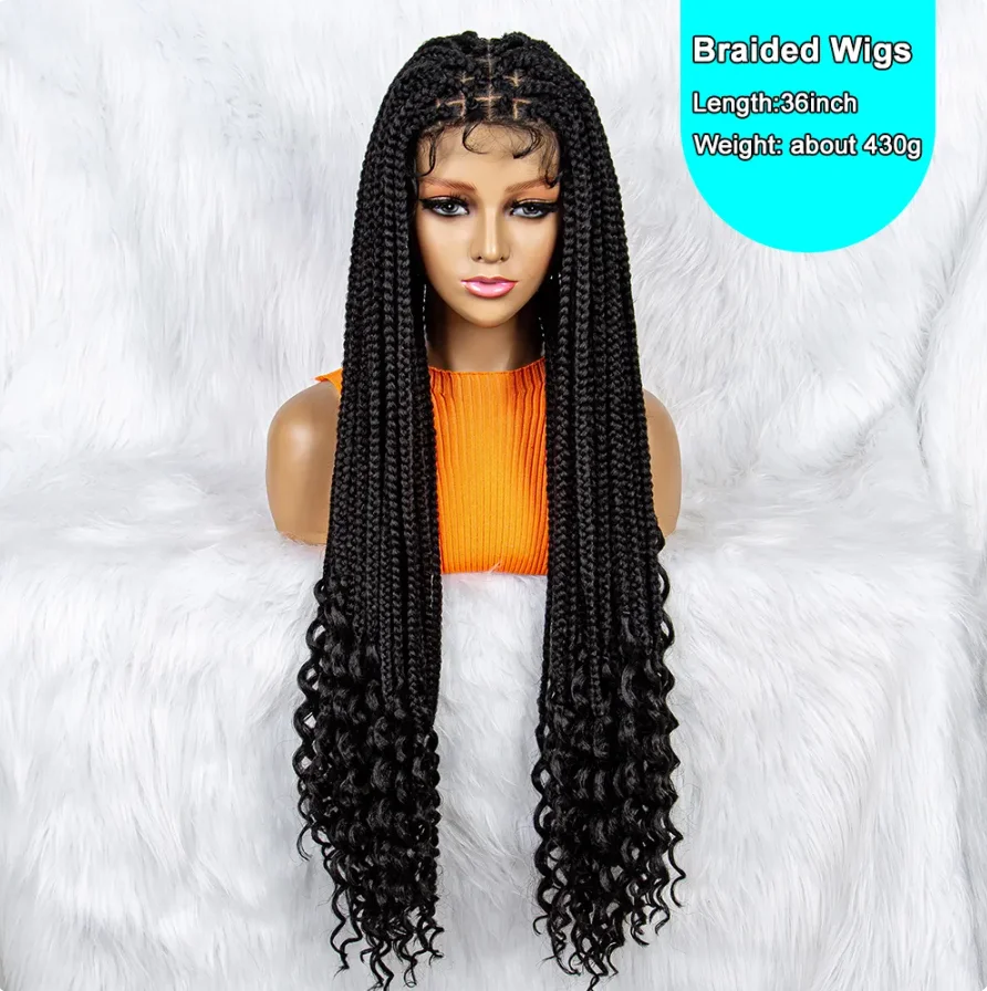Synthetic Lace Front Braided Wigs Knotless Box Braids Wig With Baby Hair For Black Women Full Lace Wigs Braid African