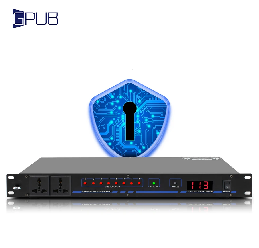 Professional 10 Channels Power Sequencer Controller with Display Monitor For kTV Commercial Concert Meeting