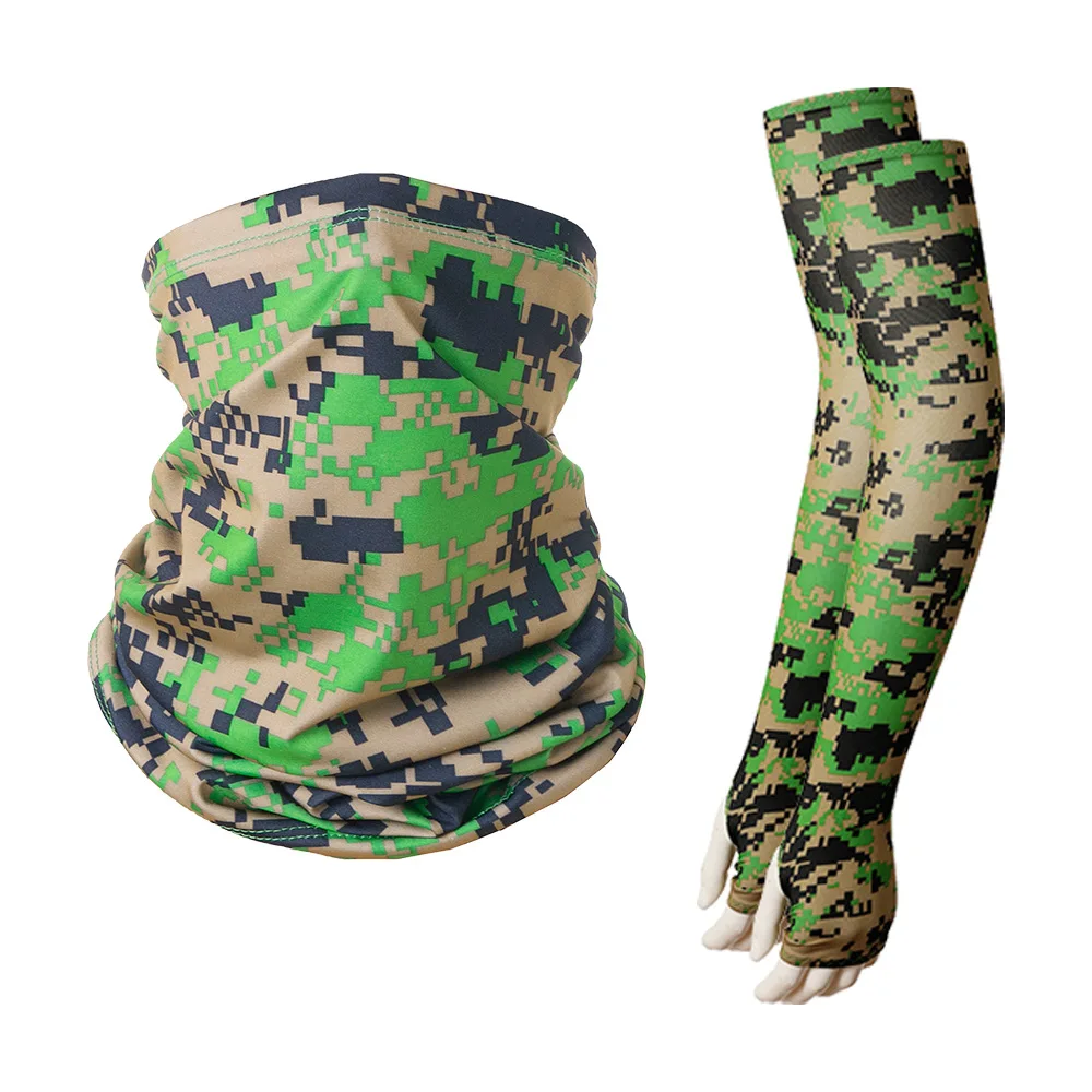 
2 Pcs/Set Sun Protection Arm Sleeves Turban Cooling Bandana for Cycling Running Hiking Camping Fishing 