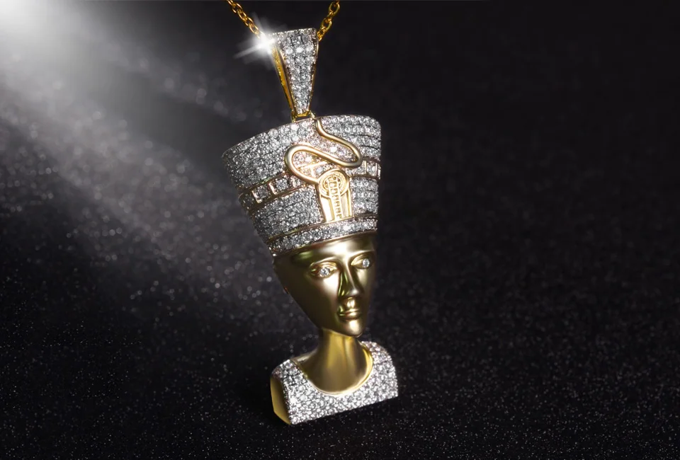Fashion Jewelry New Design Personalized Gift Gold Filled Egyptian Pharaoh Head Pendant For Men