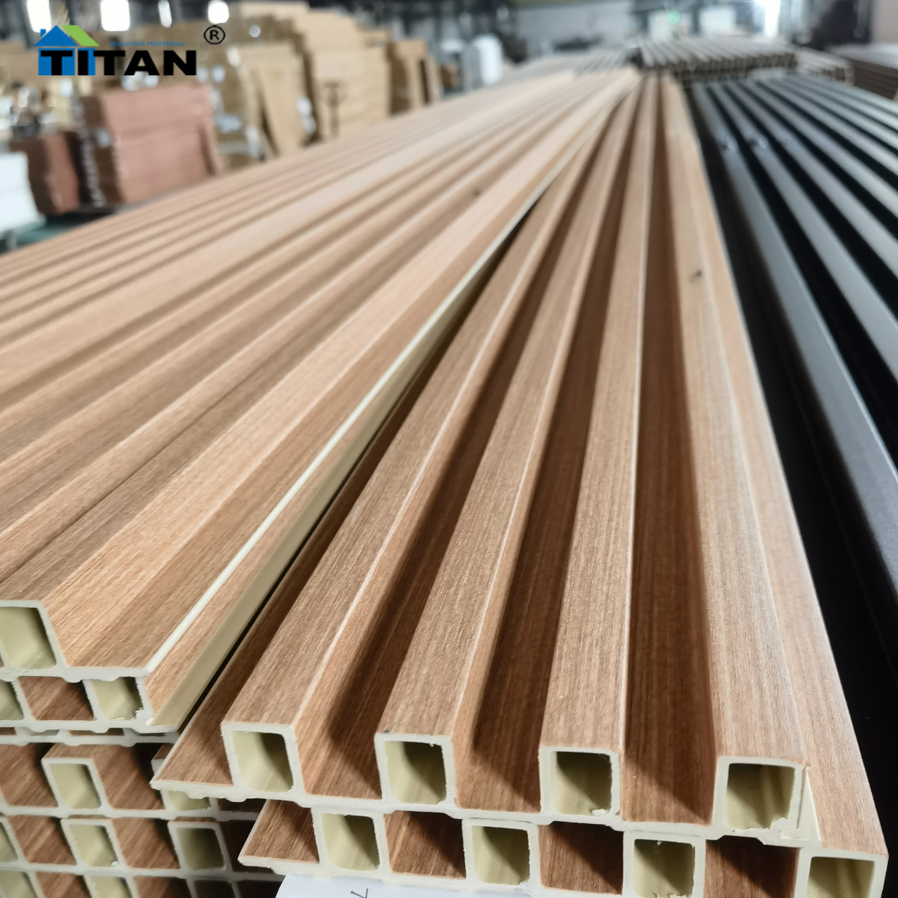 Revestimiento Exterior Wooden Square Beam Wpc Wall Panel Walnut Black