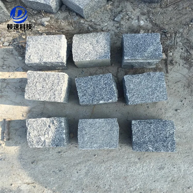Flamed Anti Slip Grey Granite Cobble 10x10x3 Flat Stones Cube Paving Stone
