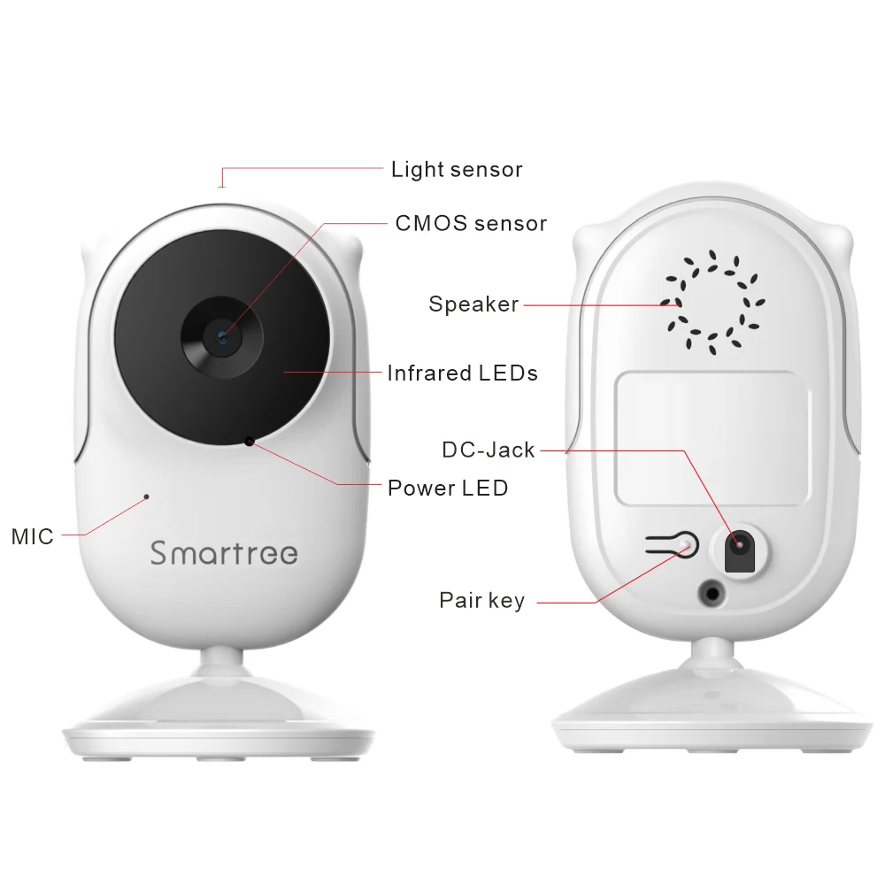Mini Smart 2.4 Inch LCD Display Baby Monitor Pan and Tilt Four Cameras Cry Voice Detection Babies Monitor for Babe Surveillance (1600349185714)