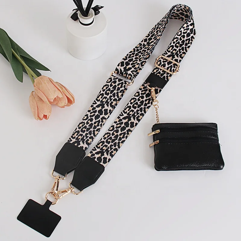 3.8cm Fashion Gold Hardware Bag Accessories Phone Strap With Zippered Pouch Lanyard For Shoulder Bag Straps With Purse