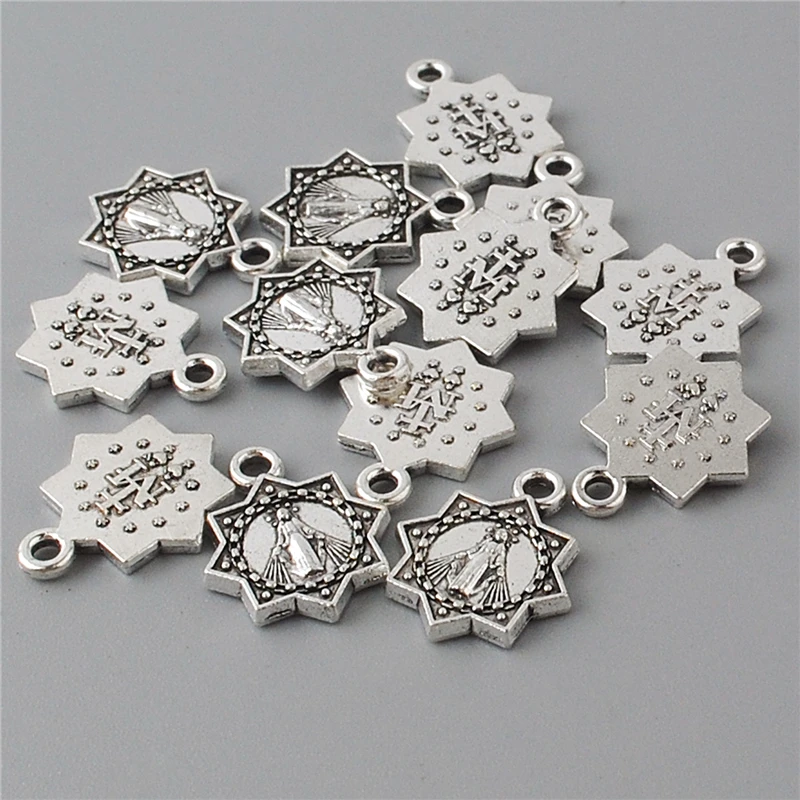 13*16mm Small Virgin Mary Medal New Design Antique Silver Metal Pendant ACP018 for Catholic Jewelry Making