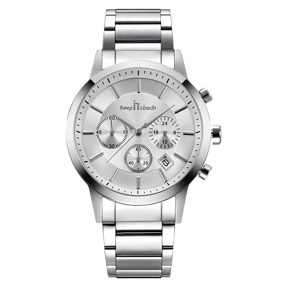Hot sale mens luxury steel watch back fashion chronograph watches