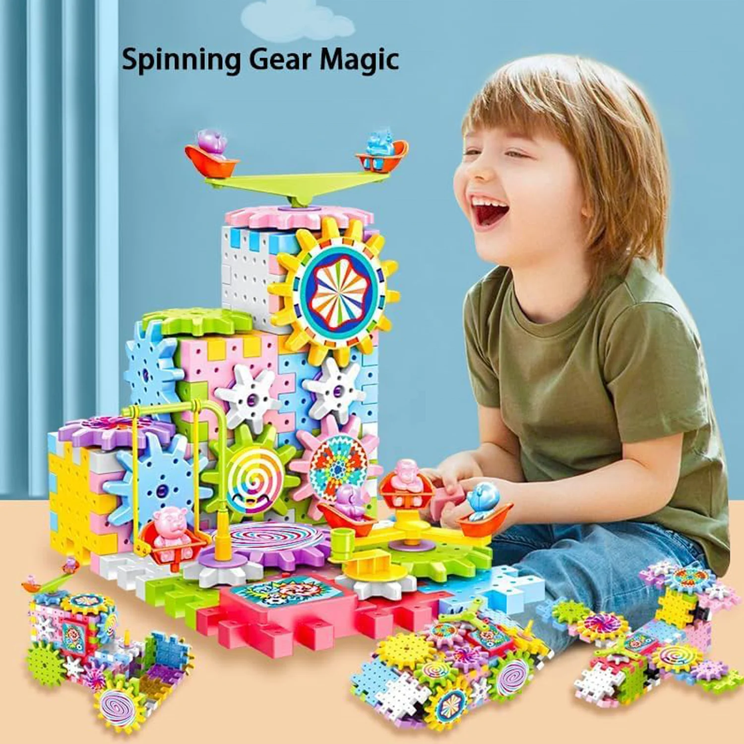 Kids Educational Stem Toy Set 203 PCS Gear Building Blocks Electric Building Blocks Gear Kids Puzzle Game Gear toy