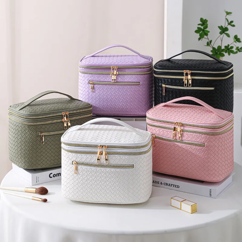 Custom Logo Makeup Bag Portable PU Waterproof Toiletry Pouch Travel Make up Bag Multifunctional Brush Cosmetic Bags for Women