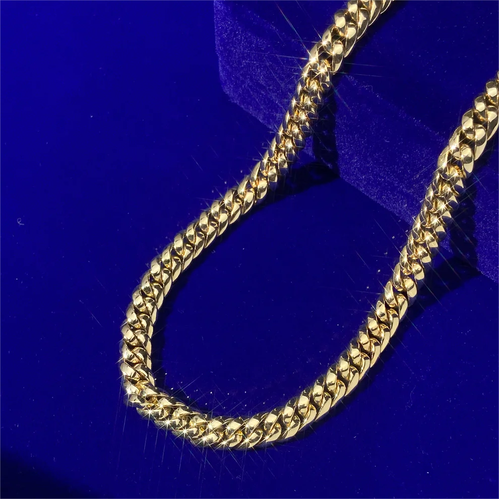 Wholesale 18K Gold Plated 925 Sterling Silver Metal Mens 8mm Cuban Chain Necklace