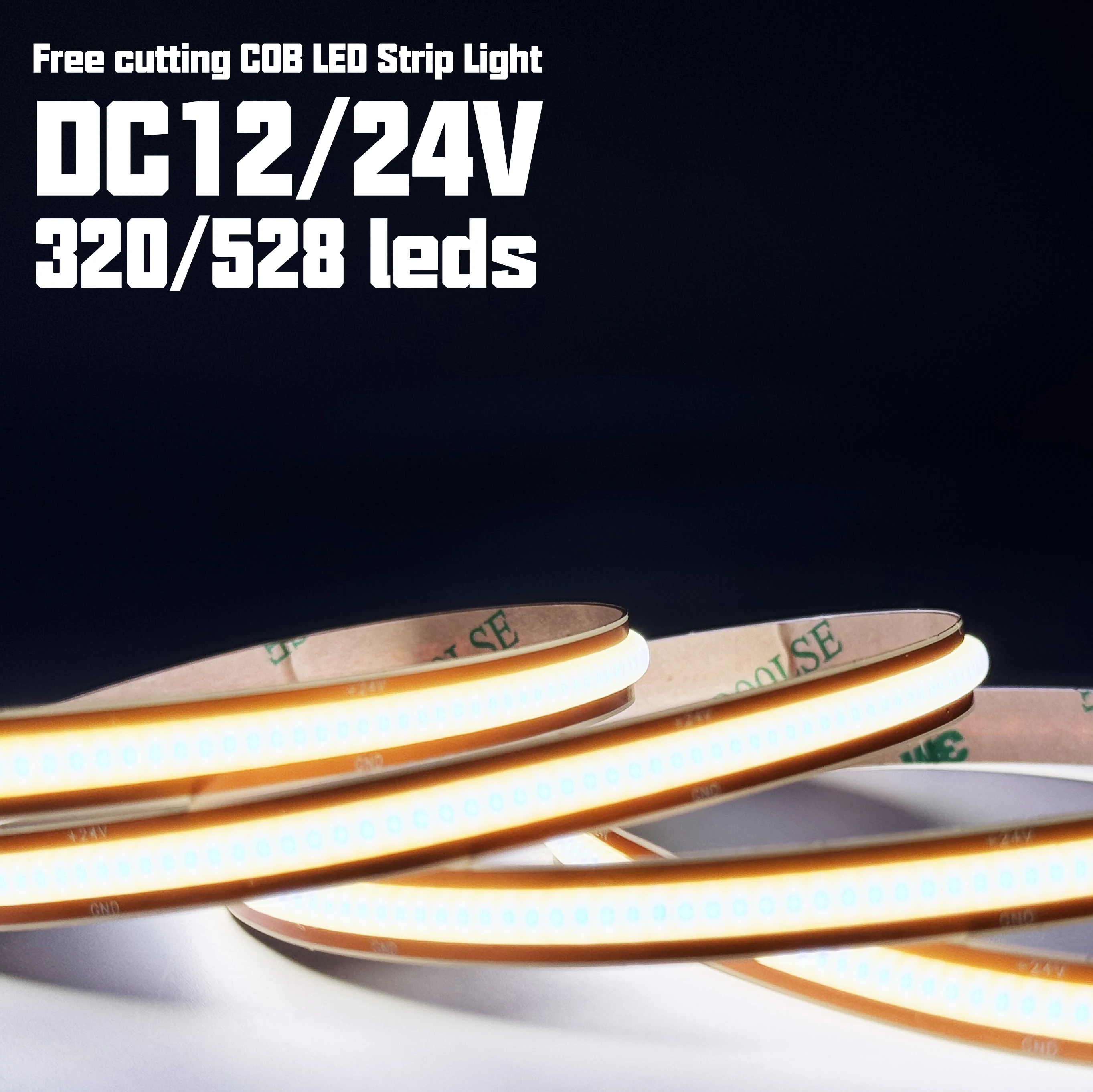 Wholesale Cob Led Strip 12V 24V Low Voltage 320/528Chips/M 8Mm 7W/13W 2 Years Warranty Flexible Free Cut Cob Led Strip Light