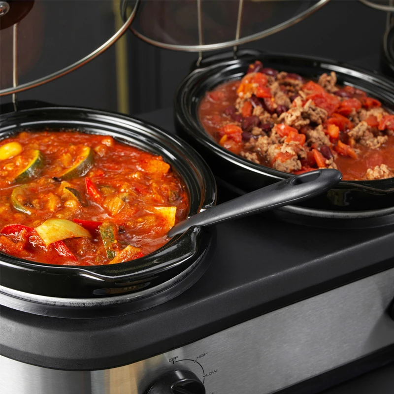 3 IN 1 3x1.5Qt 270W Round electric round ceramic pot Slow cooker with Removable Ceramic  for home use