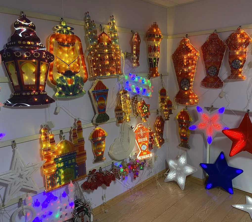 Arabic Islamism Muslim Led Hanging Wall Ornaments Ramadan Kareem Letters Signs Decor Lights