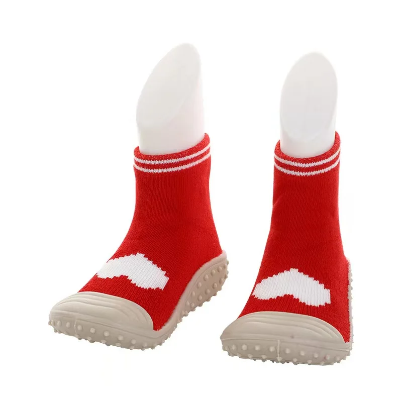 Cute Cartoon Designs Rubber Soft Sole Walking Shoes Baby Infant First Walker Sock Shoes Home Floor Knitted Sock Walking Shoes