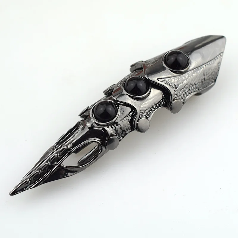 Vintage Gothic Punk Dragon Claw Finger Ring for Women Black Skeleton Knuckle Armor Rings Zinc Alloy Cocktail Ring Geometric