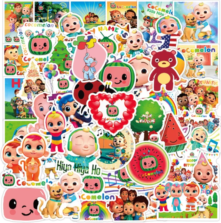 50PCS Early Education English Waterproof Vinyl Window PVC Cartoon Sticker For Luggage Laptop Die Cast DIY Phone Case Sticker