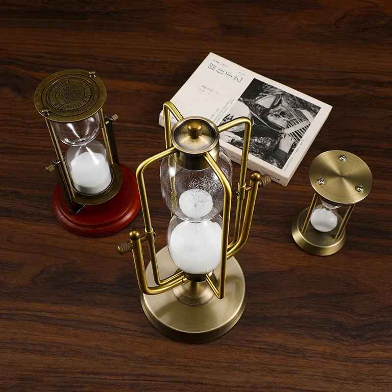 Nordic creative metal hourglass light luxury decoration office bookshelf decoration handicraft hourglass timer