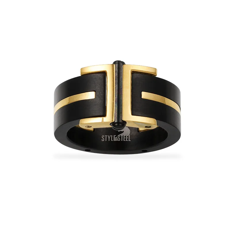 Wholesale black ceramic ring with gold plating 316 stainless steel ring women wedding band