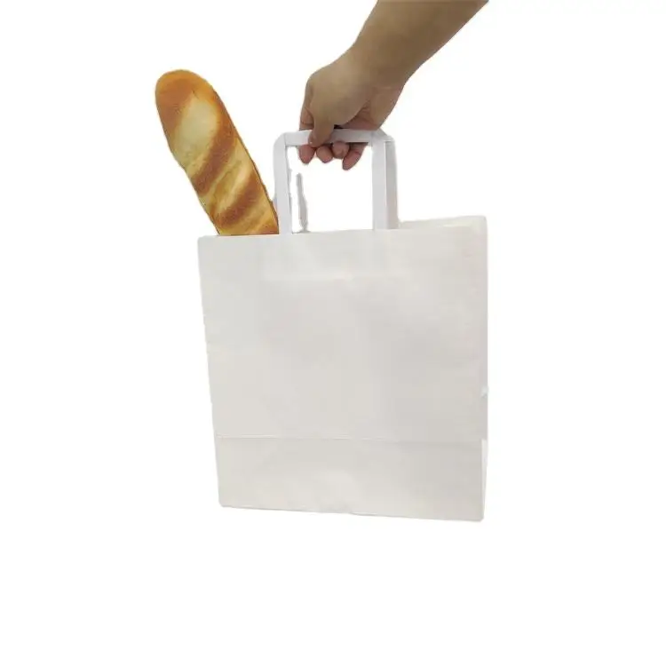 Manufacturer Cost Price Food Grade flat Handle Cheap Gift Shopping Kraft Paper Bag Printed Custom With Your Own Logo