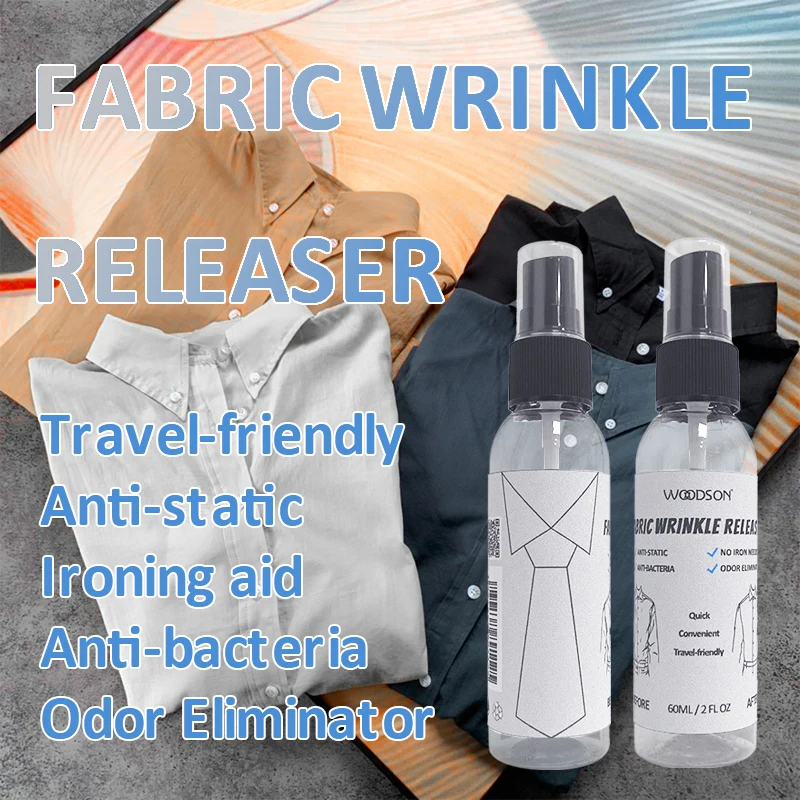 Plant formula 60ml portable travelers  clothes wrinkle remover fabric wrinkle release spray for wrinkles clothes