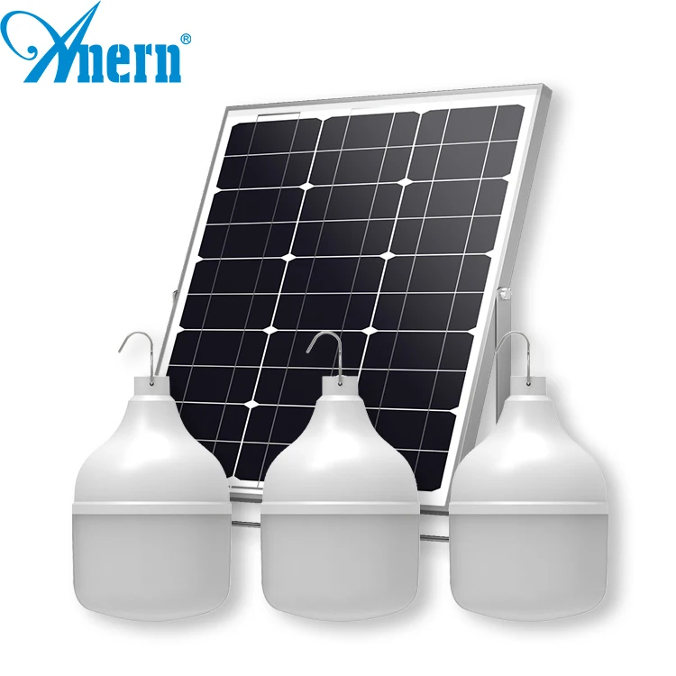 Factory price New design 3w 6w 15w Rechargeable Solar bulb light outdoor With Battery Solar Panel