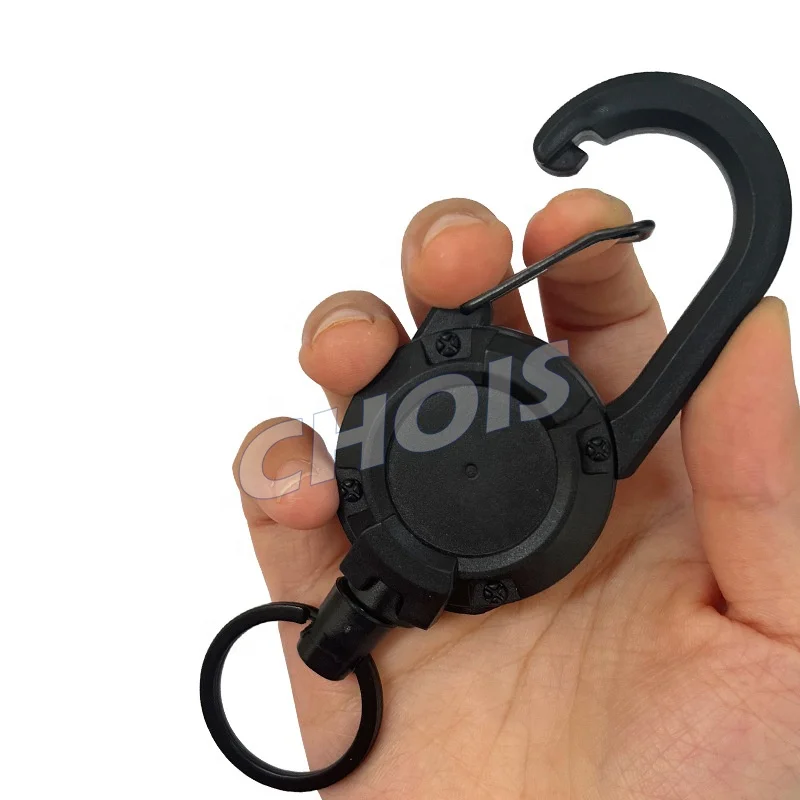 Heavy Duty Retractable Badge Reel With Carabiner And Key Ring For Outdoor Sport Worker