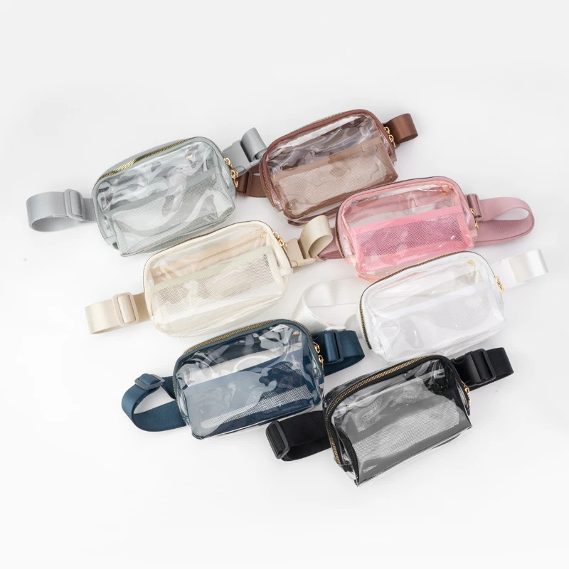 New Fashion Women Clear PVC Fanny Pack Waist Bag Purse for Women Chest Bag Crossbody Cute Belt Sport Bag for Girls