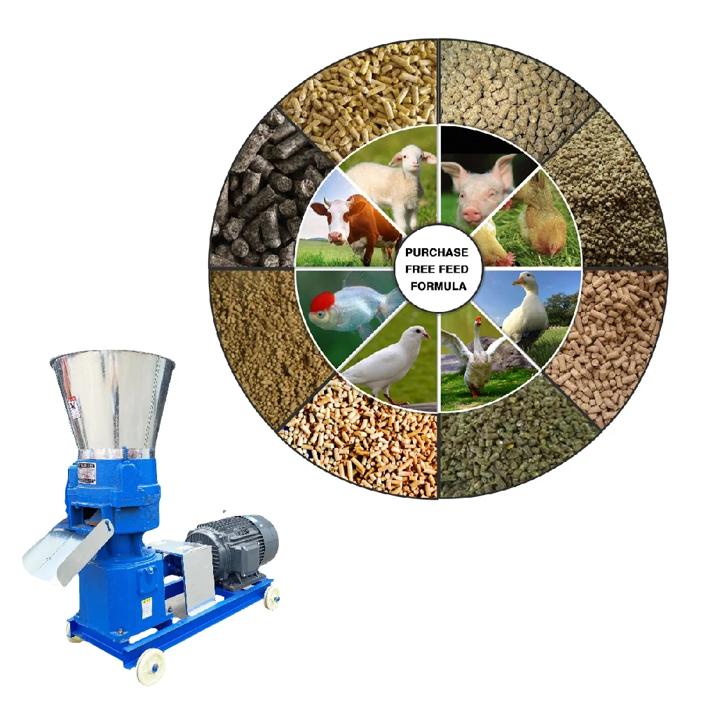 Feed Pelletizer 2mm 3mm 4mm 6mm 8mm Fish Chicken Food Pellet Machine Animal Pellet Mill