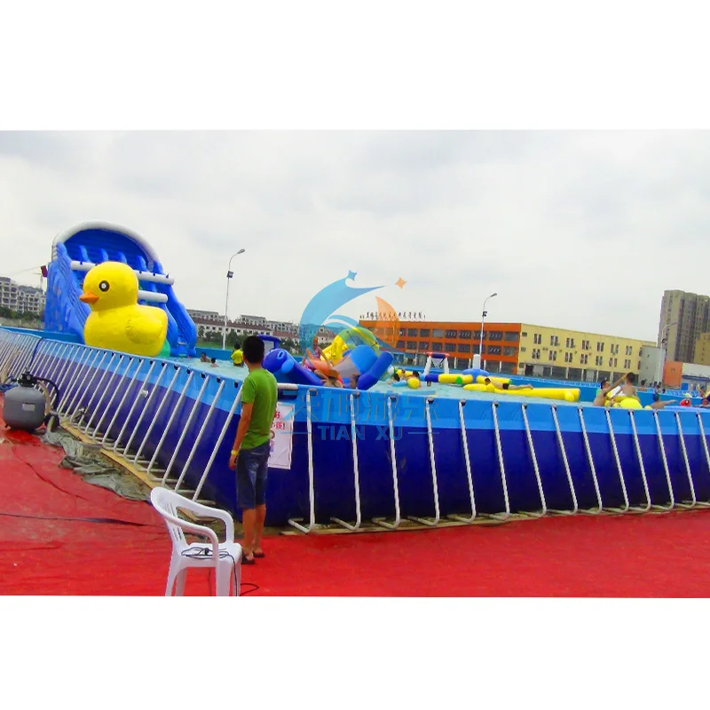 Large PVC Portable above Ground Rectangular Metal Frame Swimming Pool with Stainless Steel Sale on Pool Tools & Accessories
