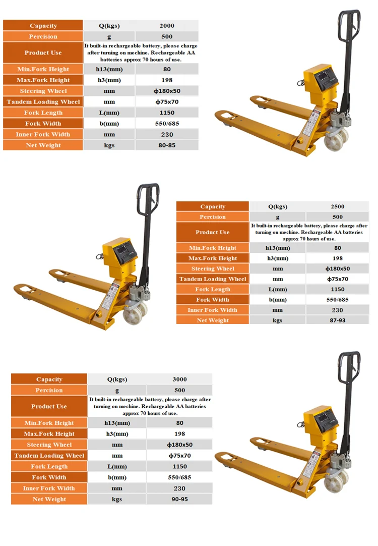 weighing pallet scale 2000kg pallet truck weighing scale