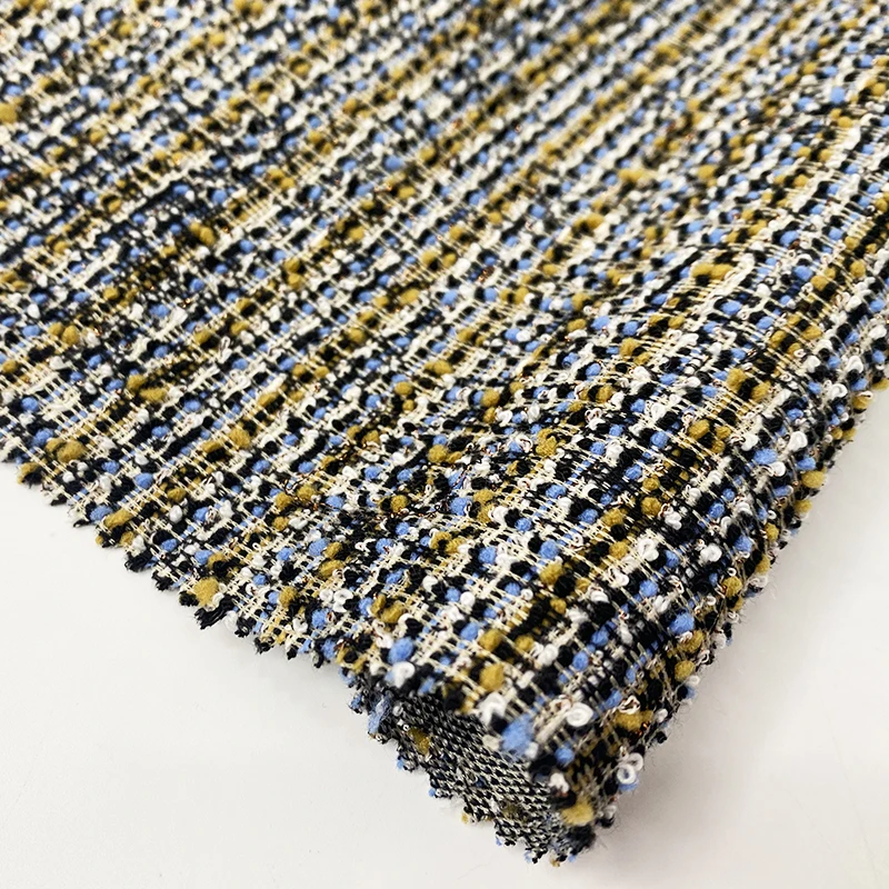 Harvest knitted polyester rayon spandex colorful boucle lurex tweed fabric for coat and jacket