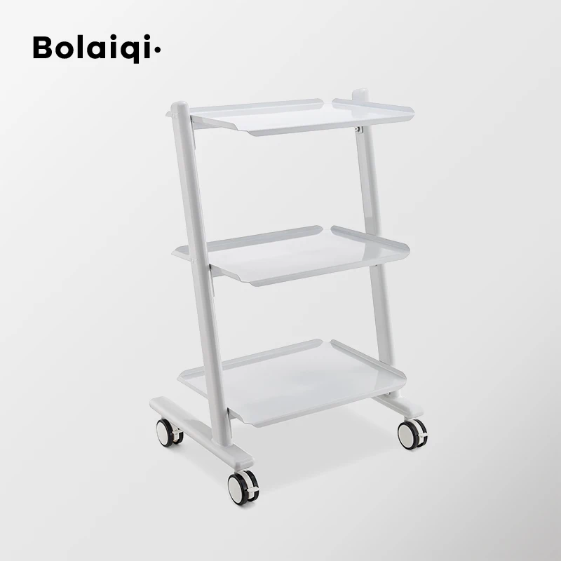 BOLAIQI оптовая продажа стабильная косметическая машина белая тележка для маникюра педикюра с запираемыми колесами