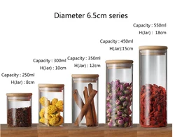 Custom Wholesale High Borosilicate Airtight 8oz 14oz Spice Storage Glass Jar With Bamboo Wood  Lid