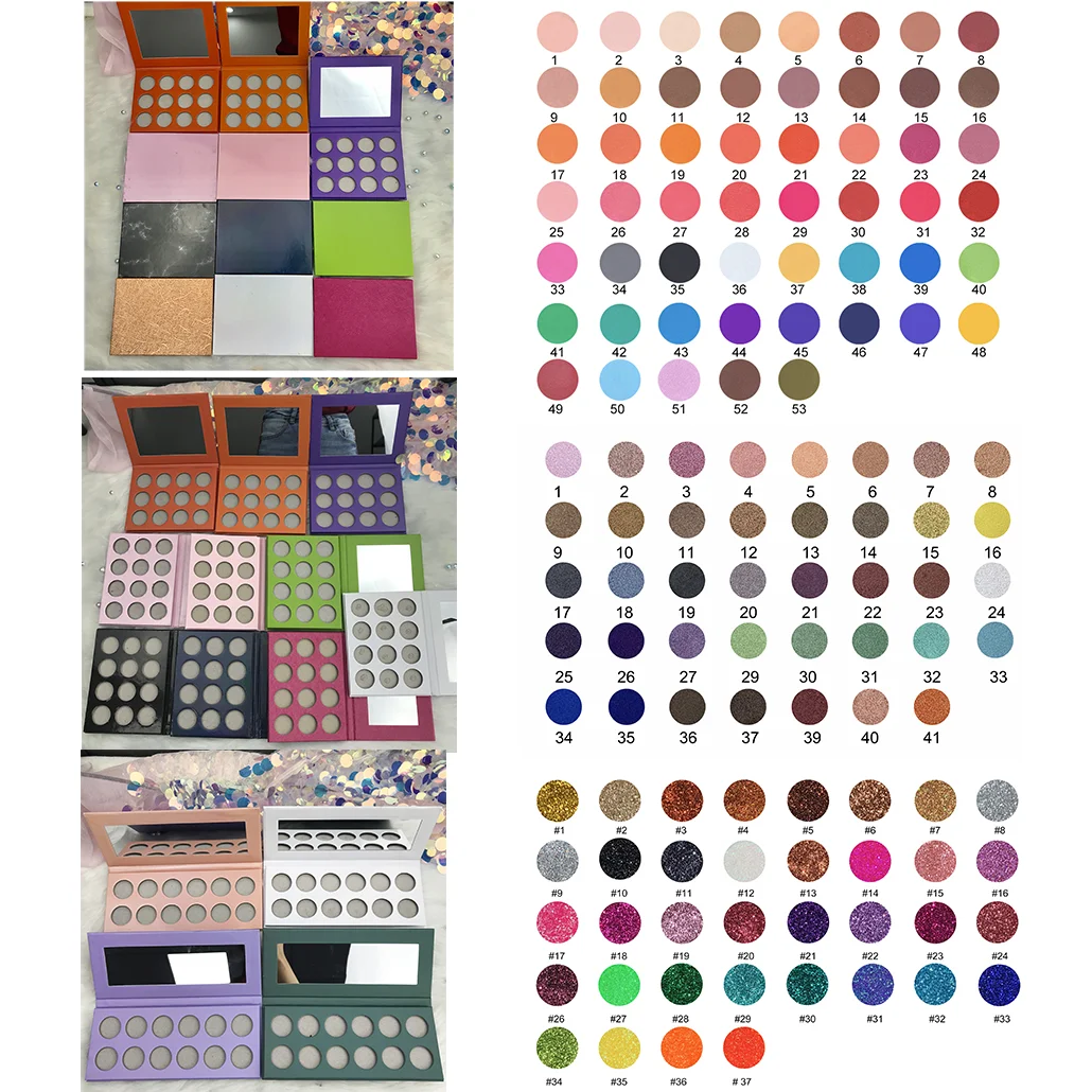 
Manufacturer Wholesale Custom Colorful Diy Makeup Eyeshadow Palette Create Your Own Brand Empty Eyeshadow palette glitter 