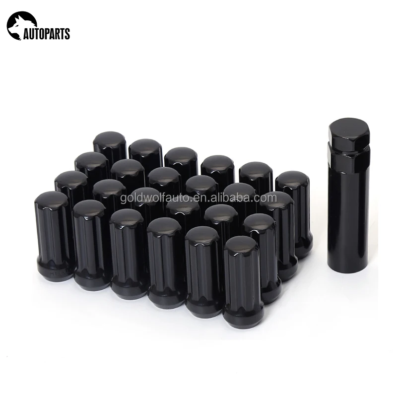 24pcs black lug nut 1pc socket 7 spline wheel nut