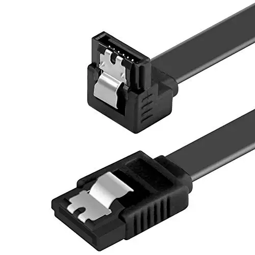 KUYiA SATA Cable III, 35cm Locking Latch Straight to 90 Degree Right Angled Data Leads 6Gbps Speed, HDD