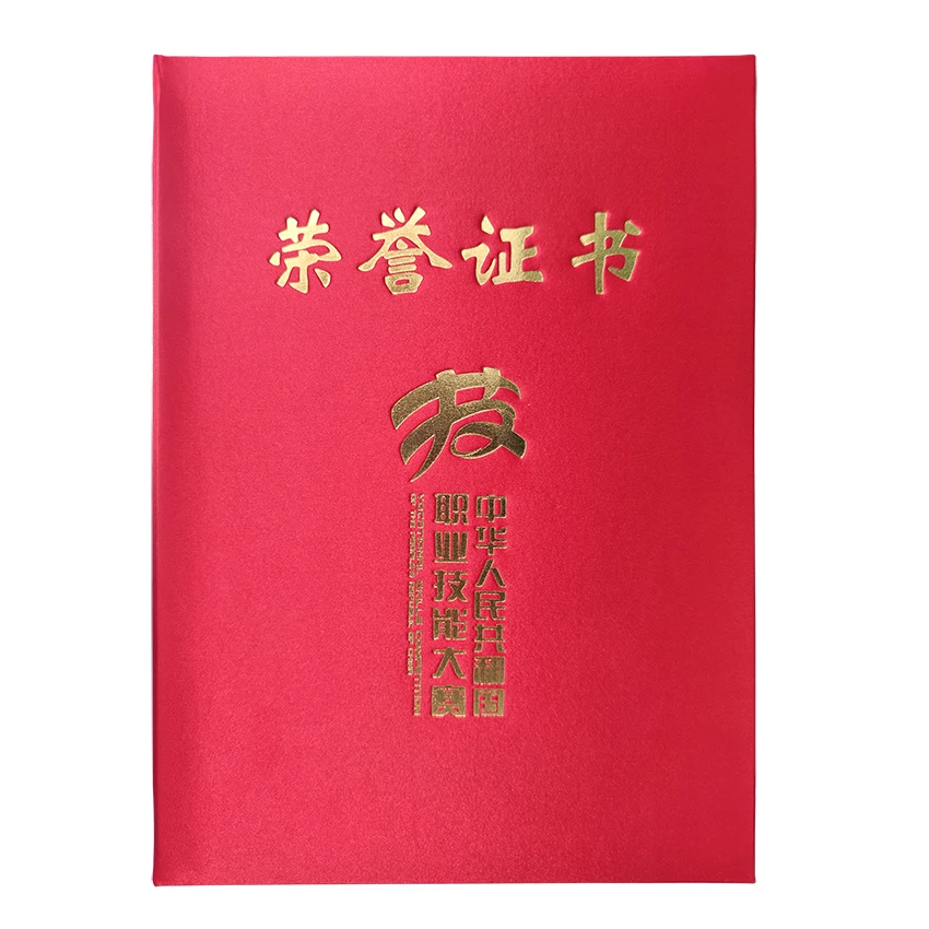 Customized PU leather cover A4 size file folder Paper cover certificate holder Fabric a4 diploma holders