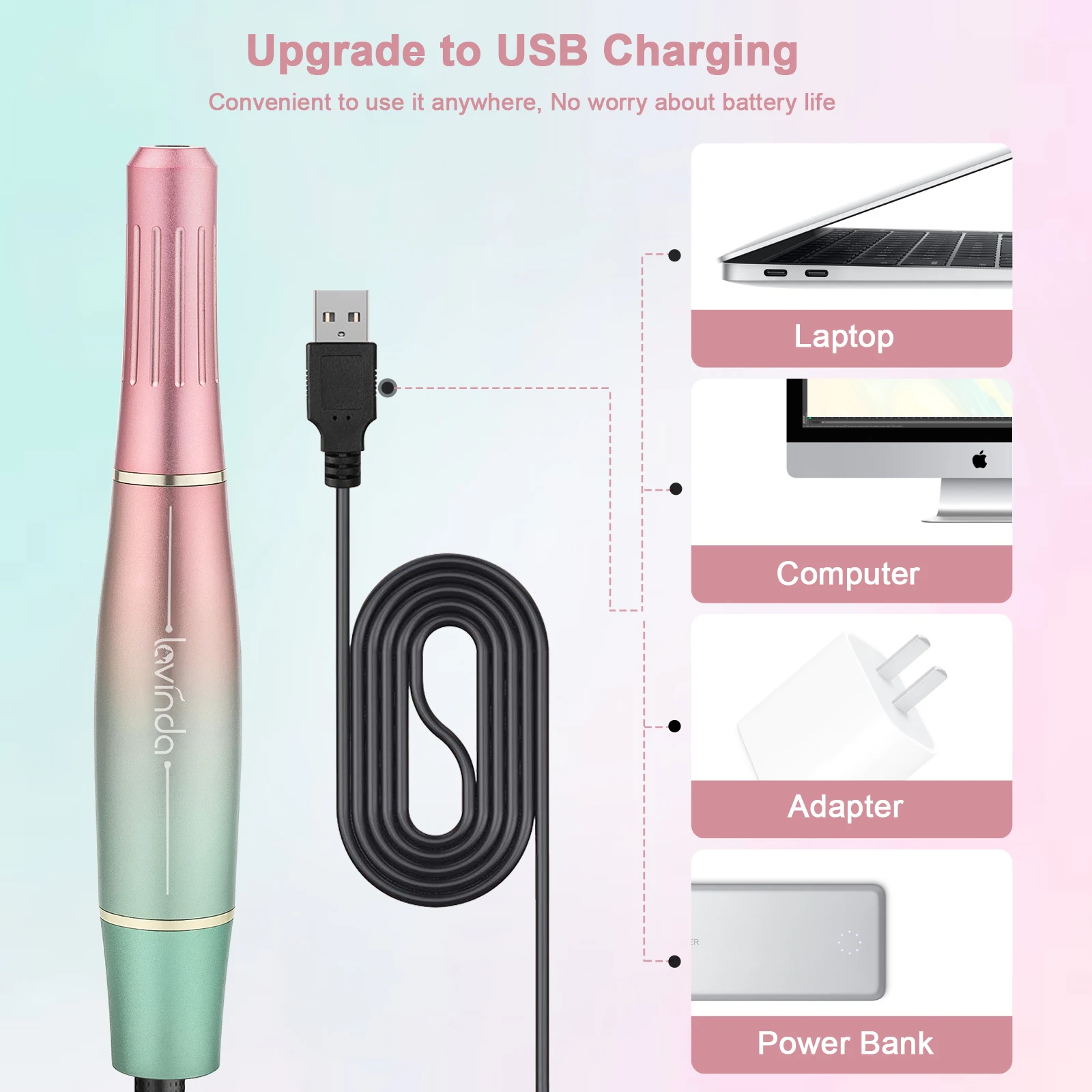 Professional Manicure Pedicure Drills for Acrylic Nails Gel Polishing Shape Tools with Bits and Sanding Bands Efile Nail Drill K