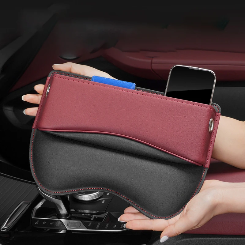 VW Audi Polestar Xiaopeng Jike Car Organizer Leather Storage Box for Seat Gap Filling and Interior Slot Storage