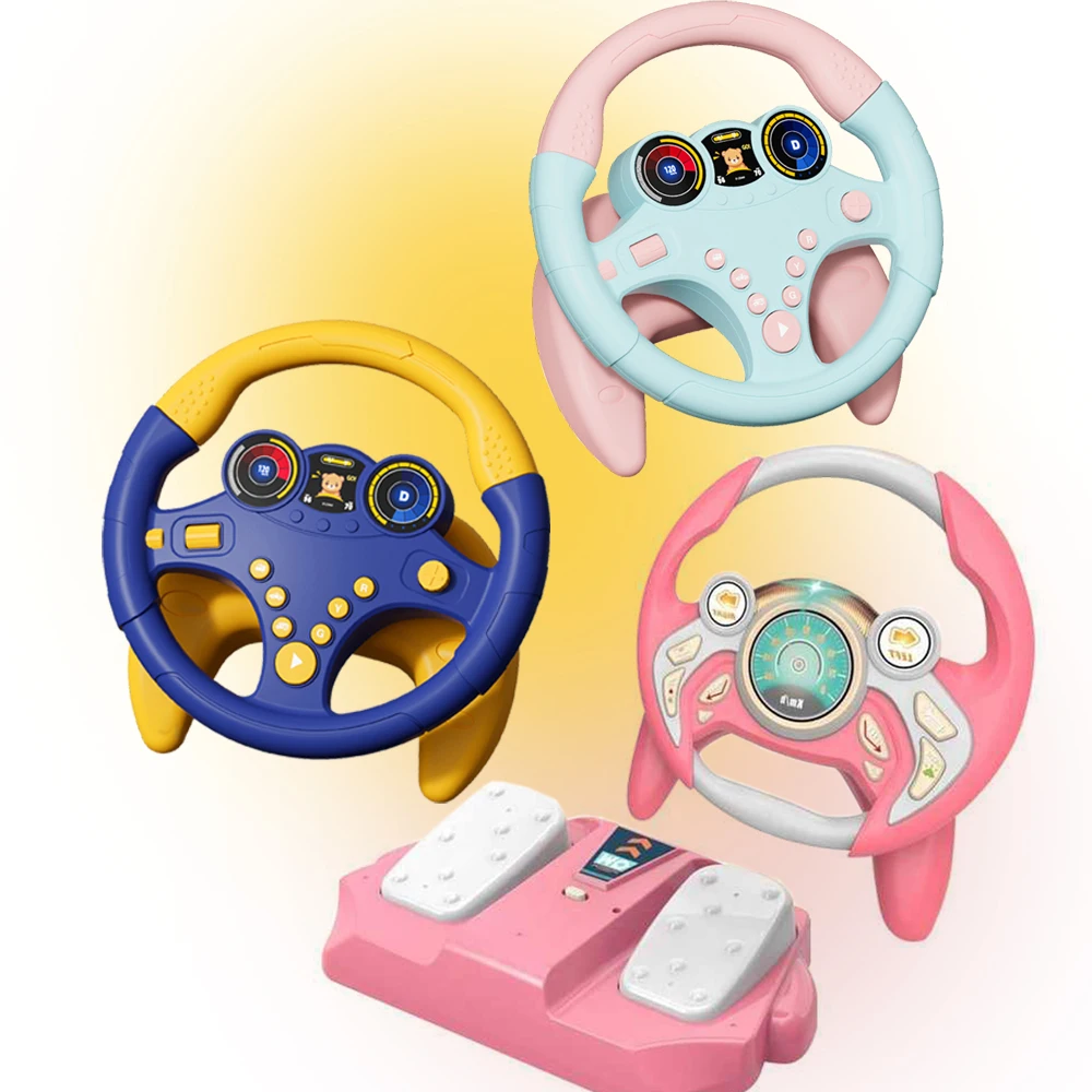 New products hot selling  Eco-friendly Fashion Educational games Simulation Driving With Light Music Steering Wheel Toy for Kids