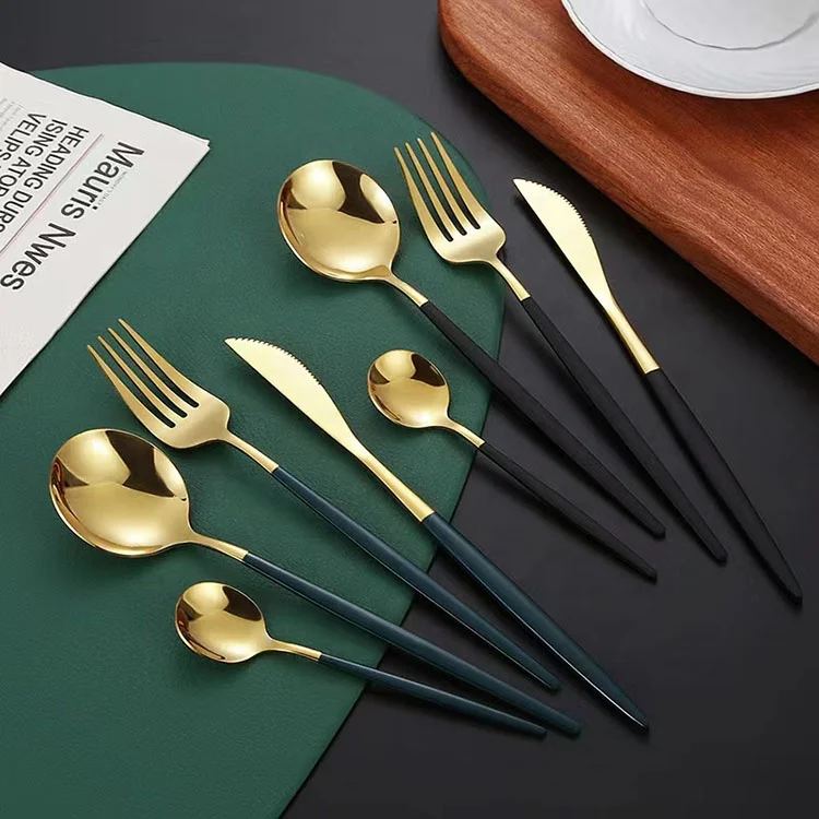 Hot Selling Luxury Stainless Steel Gold Cutlery With Knife Fork Spoon Flatware Set