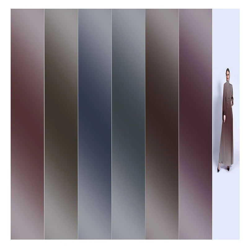 2023 Luxury Customized Colors Ombre Designs Fashion Abaya  Gradient Silk Satin Fabric