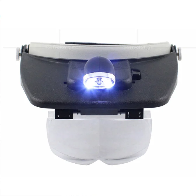 Embroidery headset with two LED lights, 4 groups of lenses of different magnifications, reading high-definition magnifier