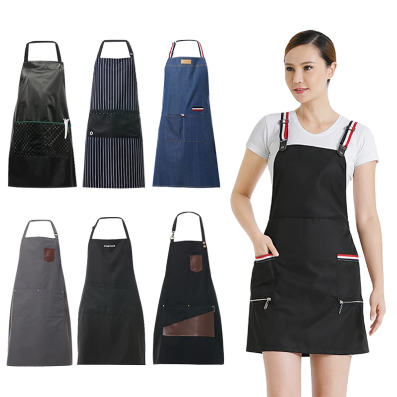 Custom Logo Fabric Beauty Apron Half Waterproof Barber Hairdresser Aprons Salon Hair Cut Apron Customized