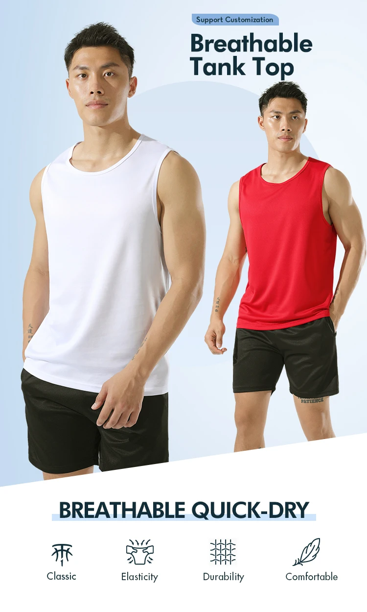 Lidong custom own logo  high quality white plain quick-drying breathable soft sleeveless t shirt vest