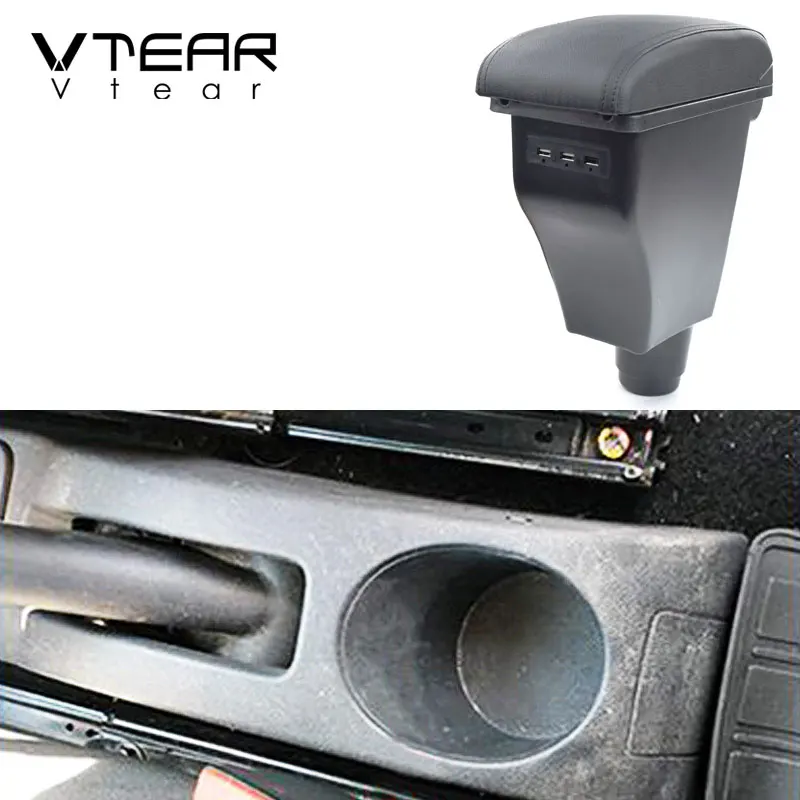Vtear For dacia renault logan armrest box console box USB Charging heighten Double layer storage box car accessories 2020