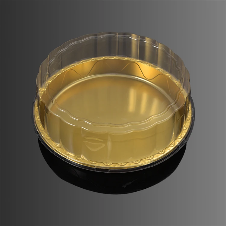 Mousse Mini PET Plastic Cake Container Tray For Cakes Clear Blister Disposable Round Food Packaging Golden Cake Box With Lid
