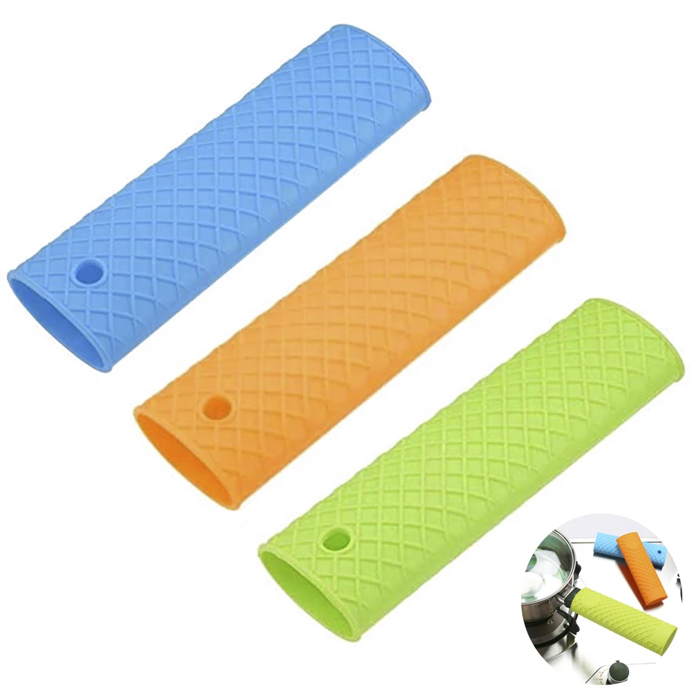1Pc Silicone Hot Handle Holder Potholder Rubber Pot Sleeve Heat Resistant for Cast Iron Pans Metal Frying Skillets