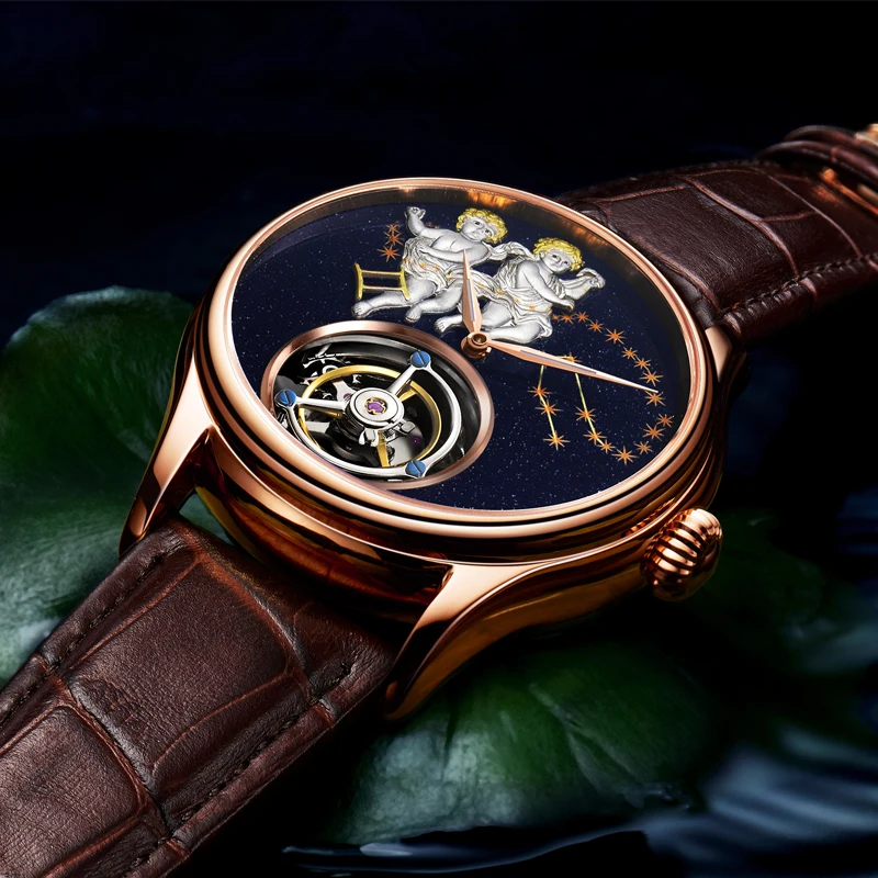 GUANQIN 2020 реальные Tourbillon Механическая рука Ветер мужские часы лучший бренд класса люкс с принтом «близнецы» Часы золотистые сапфир Relogio