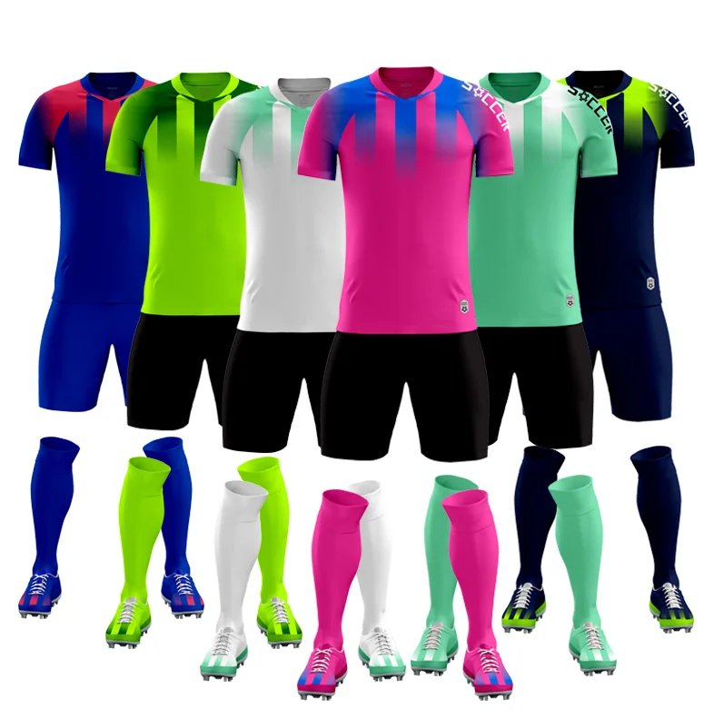 Wholesale Custom 100% Polyester Adults Football Jersey Shirts Mens Soccer Uniform Jersey Shirt Youth Football Kit