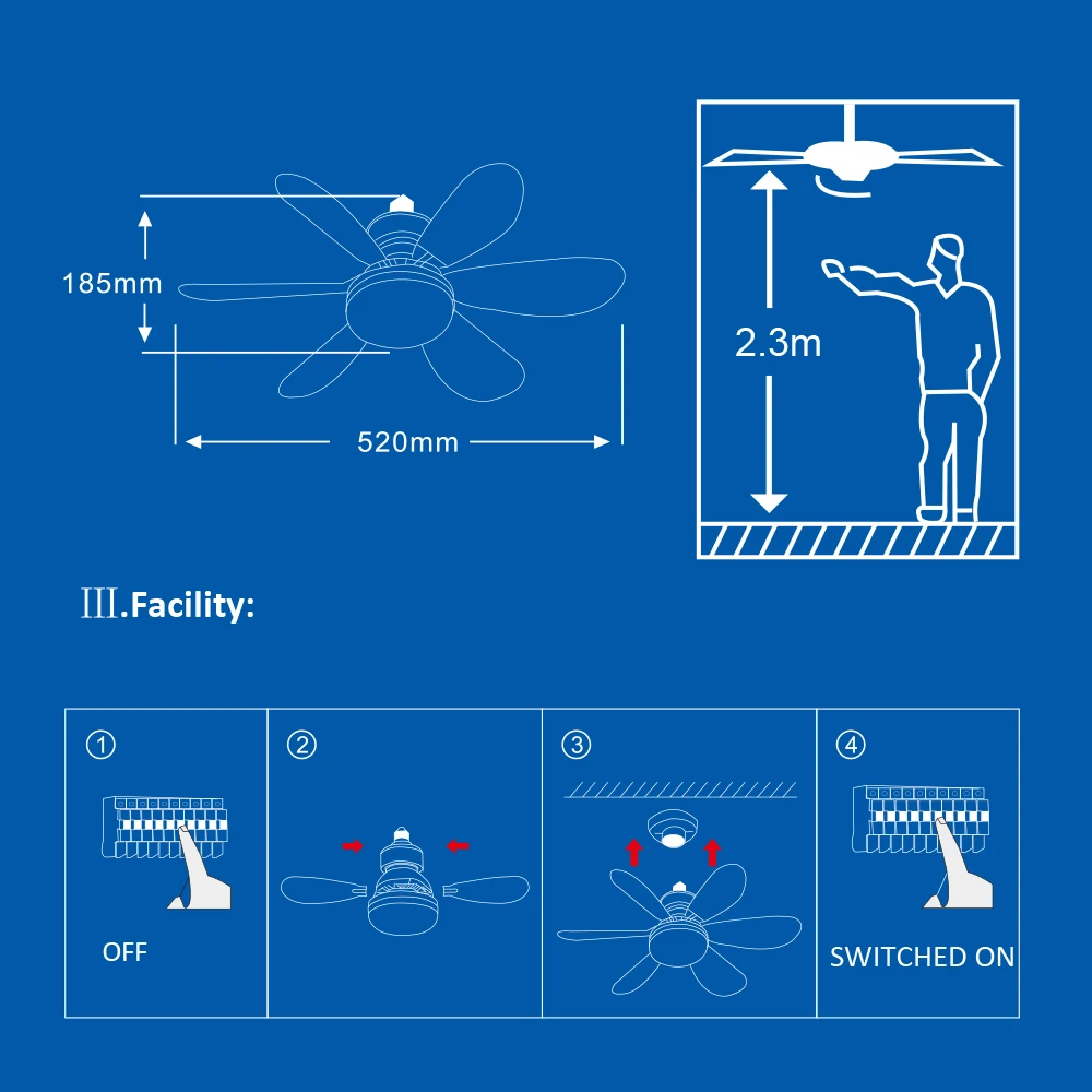Ceiling Fan with Lights Remote Control   5-Blades  3000K-6500K CCT Switchable Dimmable Light for Bedroom  Living Room